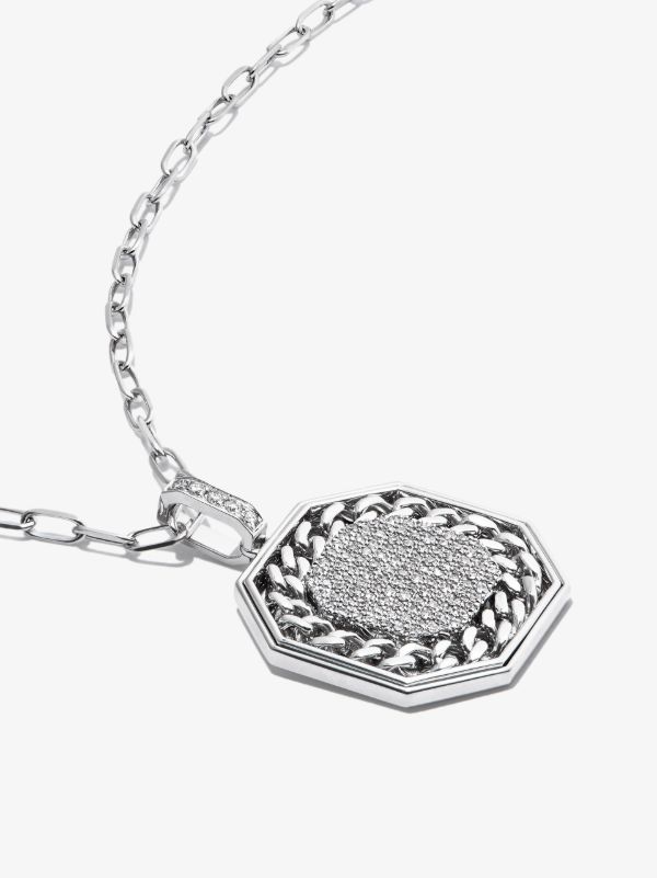 SHAY 18K White Gold Octagon Diamond Pendant Necklace | Browns Necklaces