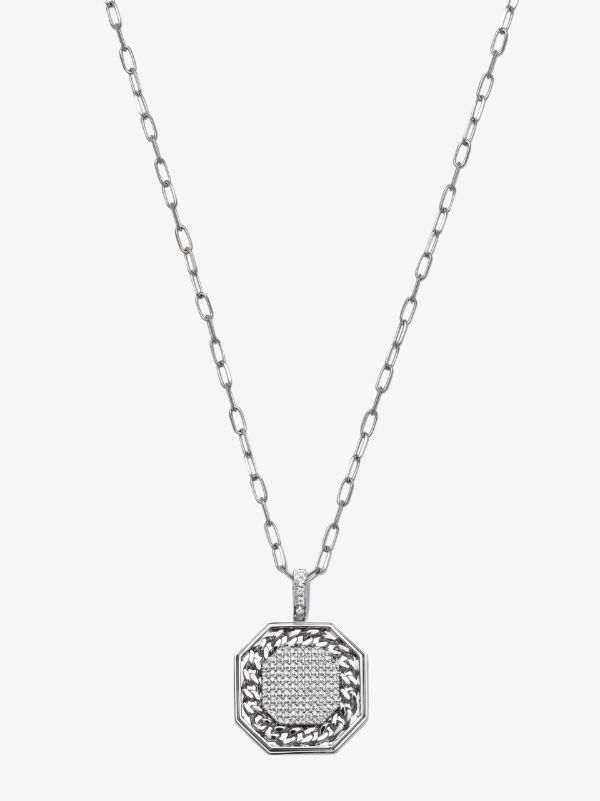 SHAY 18K White Gold Octagon Diamond Pendant Necklace | Browns Necklaces