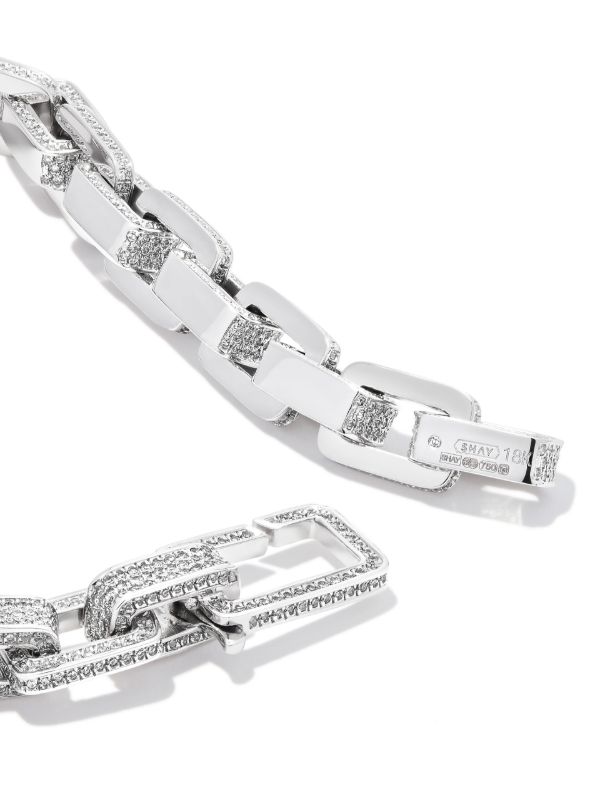 SHAY 18K White Gold Pavé Diamond Link Bracelet | Browns Bracelets