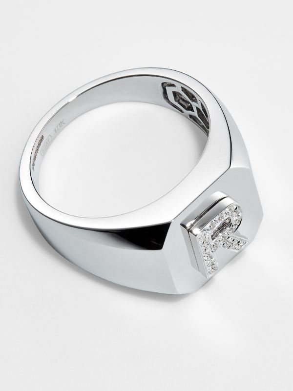 SHAY 18K White Gold R Initial Diamond Ring | Browns Rings