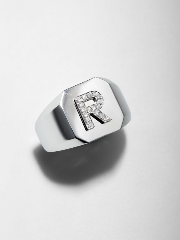 SHAY 18K White Gold R Initial Diamond Ring | Browns Rings