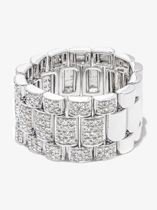 SHAY 18K white gold rail link diamond ring | Browns Rings