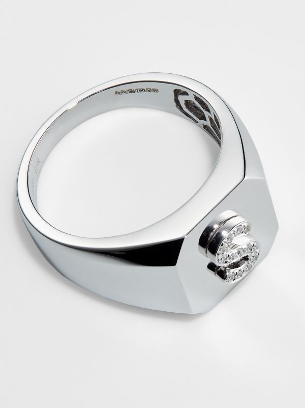 SHAY 18K White Gold S Initial Diamond Ring | Browns Rings