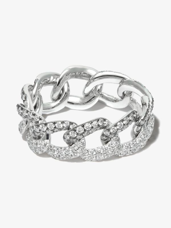 SHAY 18K White Gold two tone curb link diamond ring | Browns Rings