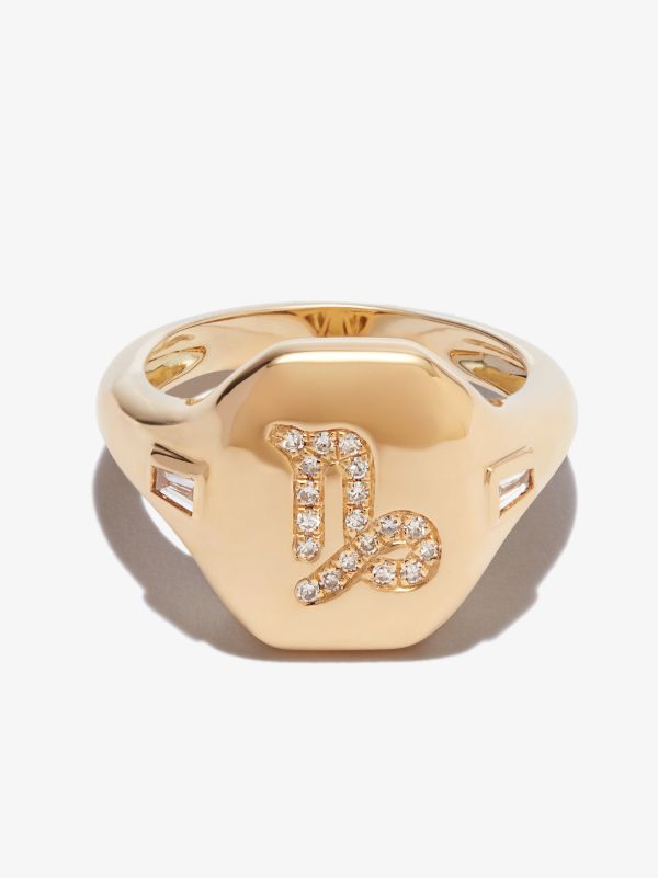 SHAY 18K Yellow Gold Capricorn Diamond Signet Ring | Browns Fine Rings