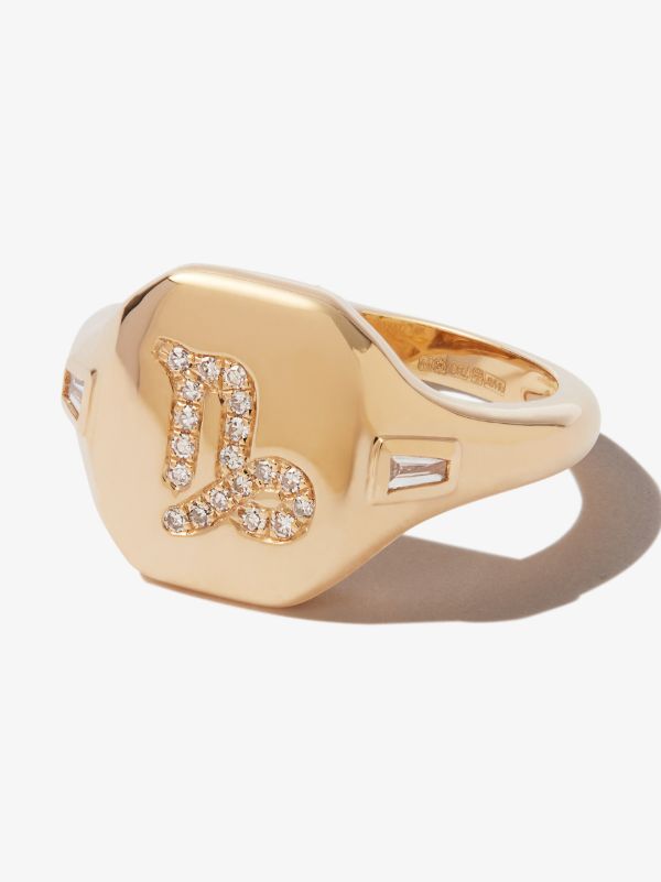 SHAY 18K yellow gold Capricorn diamond signet ring | Browns Fine Rings