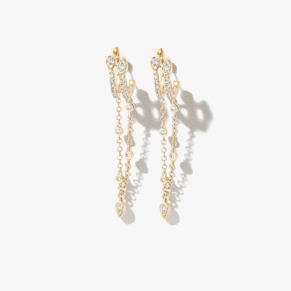 SHAY 18K yellow gold Double Fringe diamond hoop earrings | Browns Fine Earrings