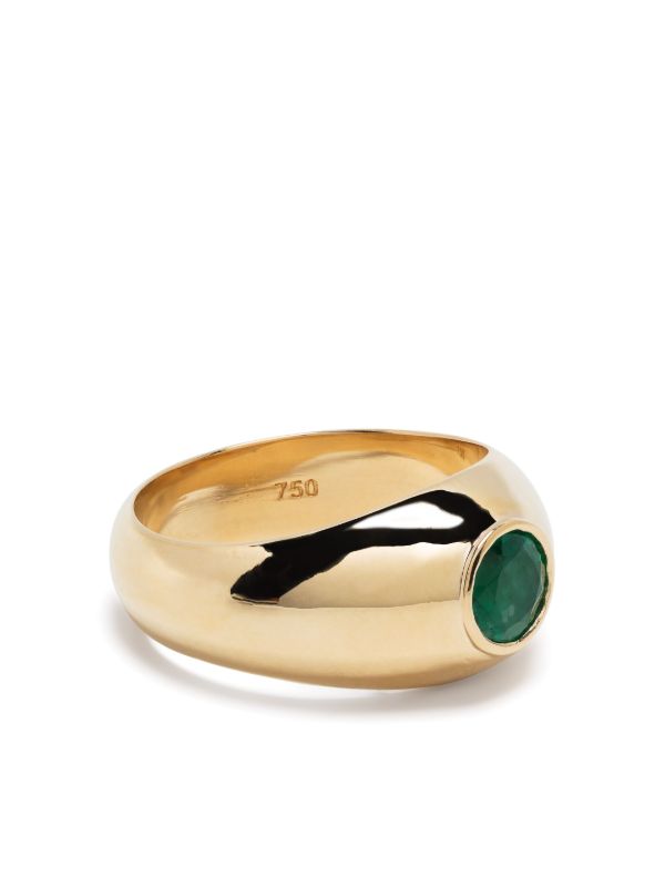SHAY 18K yellow gold emerald dome ring | Browns Rings