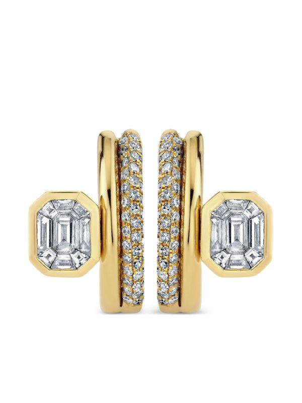 SHAY 18K yellow gold Floating Bezel diamond earrings | Browns Fine Earrings