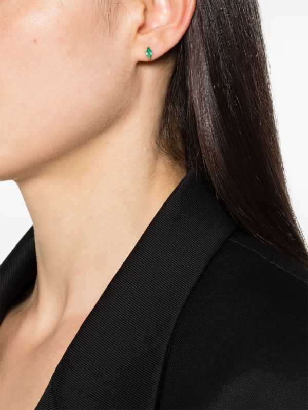 SHAY 18K Yellow Gold Halo Emerald And Diamond Stud Earrings | Browns Fine Earrings