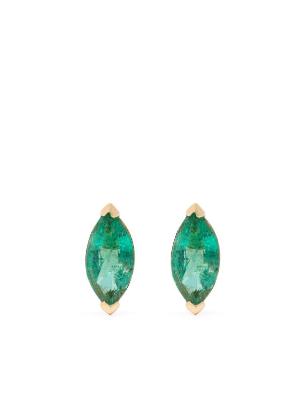 SHAY 18K Yellow Gold Halo Emerald And Diamond Stud Earrings | Browns Fine Earrings