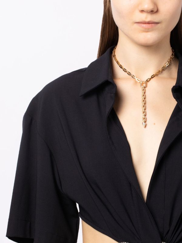 SHAY 18K Yellow Gold Mini Deco Link Lariat Diamond Necklace | Browns Fine Necklaces