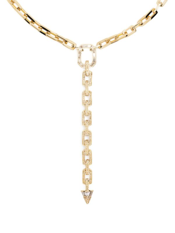 SHAY 18K yellow gold Mini Deco Link Lariat diamond necklace | Browns Fine Necklaces