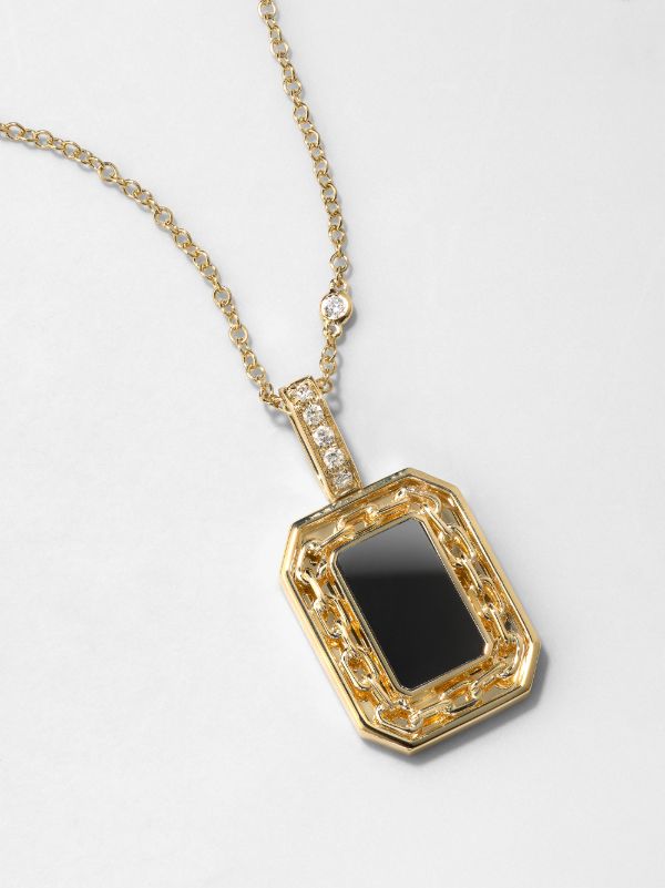 SHAY 18K Yellow Gold Onyx Diamond Necklace | Browns Necklaces