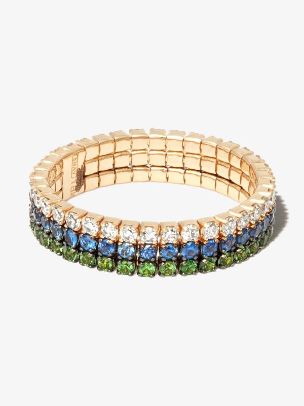 SHAY 18K Yellow Gold Triple Thread Stack Garnet Sapphire Diamond Ring | Browns Fine Rings