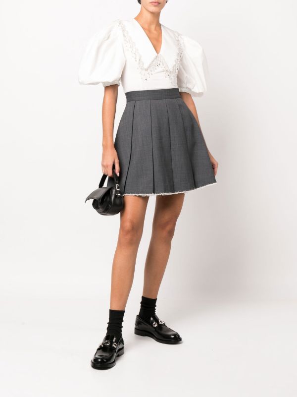 SHUSHU/TONG Grey Pleated A-line Mini Skirt | Browns Pleated Skirts