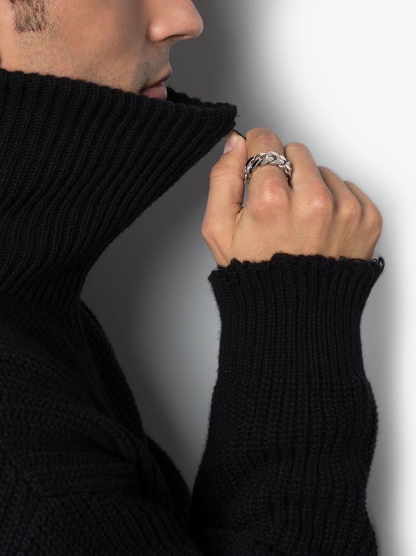 Silver SHAY 18K White Gold Pavé Diamond Link Ring| Browns Rings