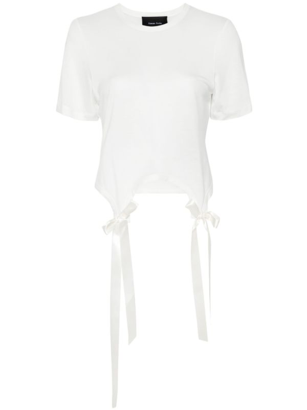 Simone Rocha White Bow-Embellished Cotton T-shirt | Browns T-Shirts & Jersey Shirts