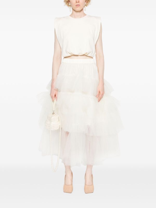 Simone Rocha White Ruffled Tiered Tulle Skirt | Browns Full Skirts