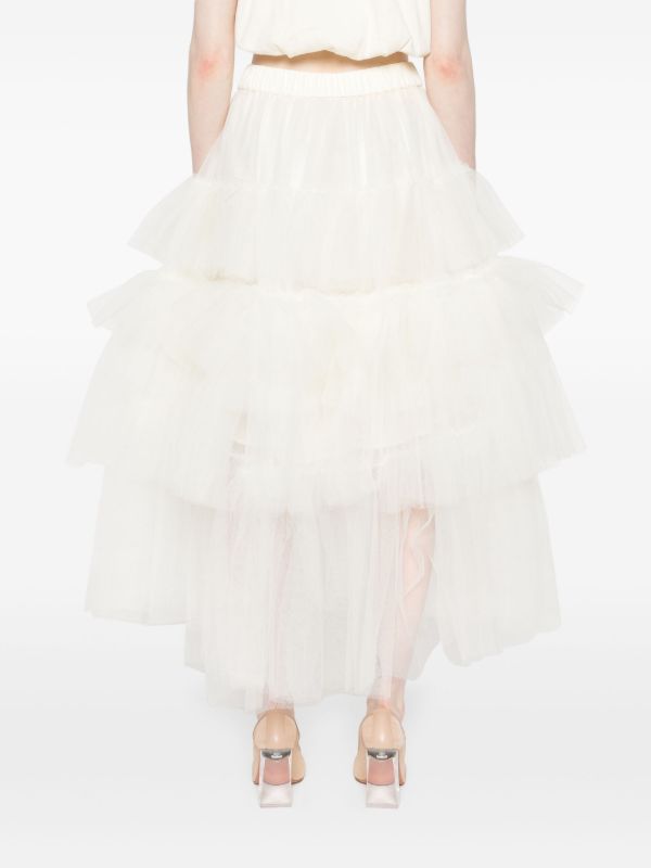 Simone Rocha White Ruffled Tiered Tulle Skirt | Browns Full Skirts