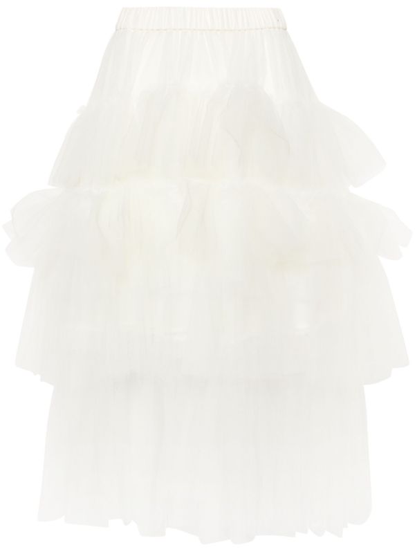 Simone Rocha White Ruffled Tiered Tulle Skirt | Browns Full Skirts