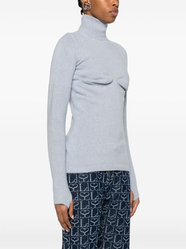 Sinead O'Dwyer Blue Draped-Panel Knit Sweater | Browns Knitted Sweaters