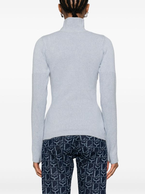 Sinead O'Dwyer Blue Draped-Panel Knit Sweater | Browns Knitted Sweaters