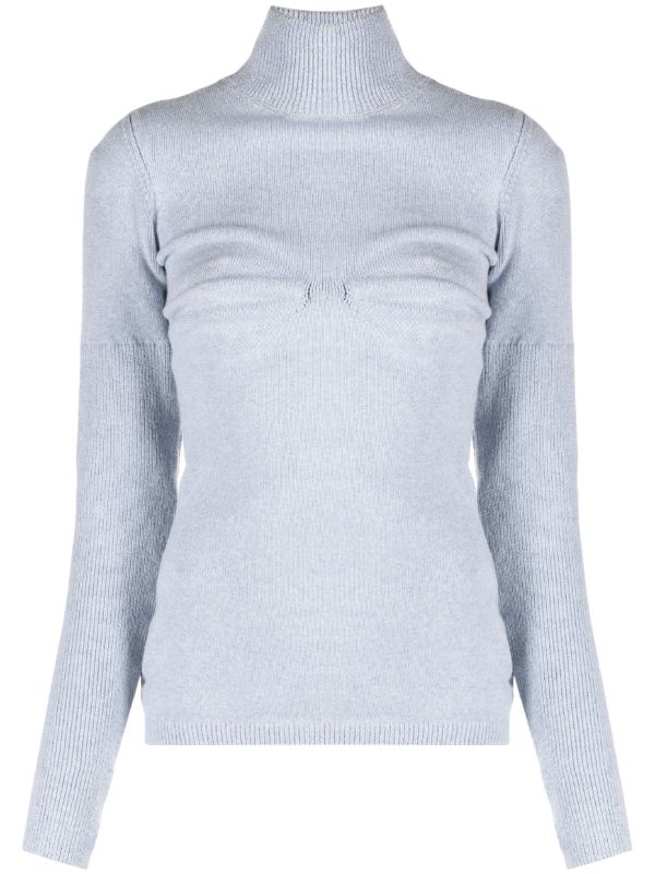 Sinead O'Dwyer Blue Draped-Panel Knit Sweater | Browns Knitted Sweaters