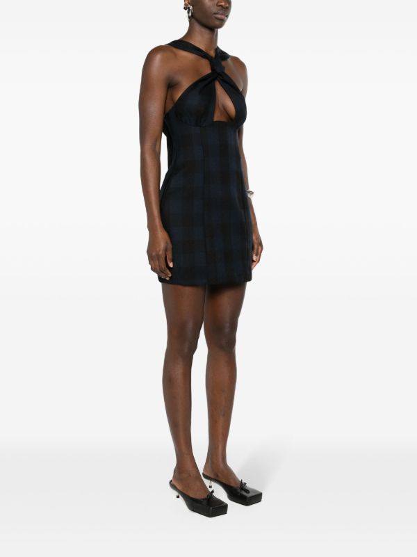 Sinead O'Dwyer Blue Tie Wool Minidress | Browns Cocktail & Party Dresses