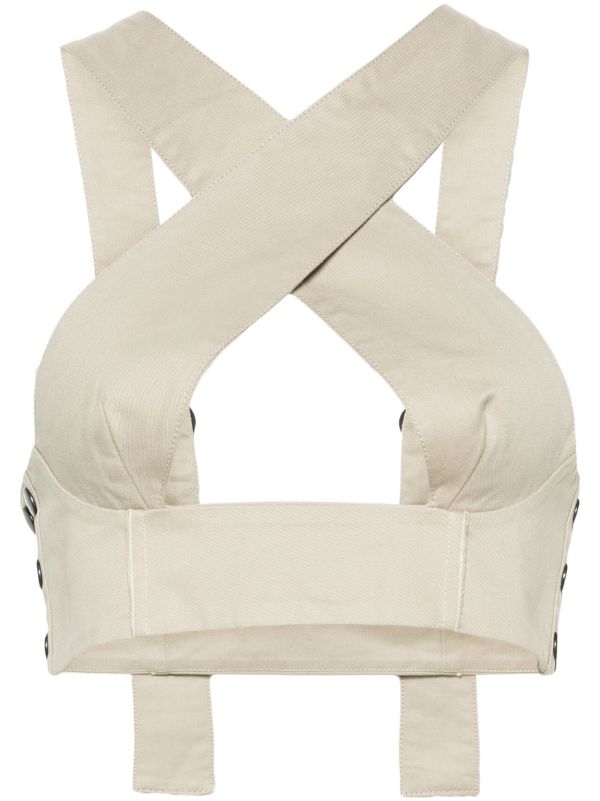 Sinead O'Dwyer Neutral Criss-Cross Crop Top | Browns Vests & Tank Tops