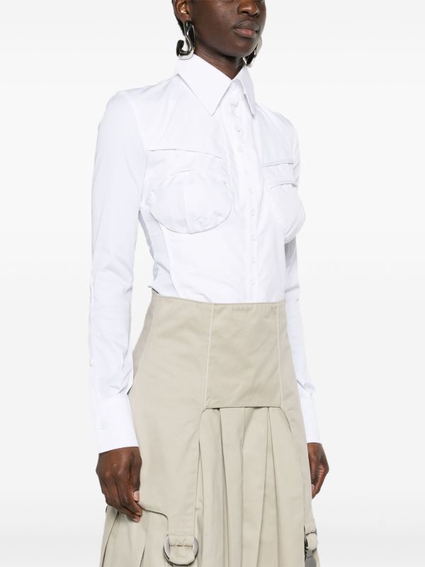Sinead O'Dwyer White Point-collar Shirt Bodysuit | Browns Shirts