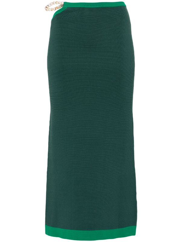 SIR. Green Salvador Beaded Midi Skirt | Browns Straight Skirts