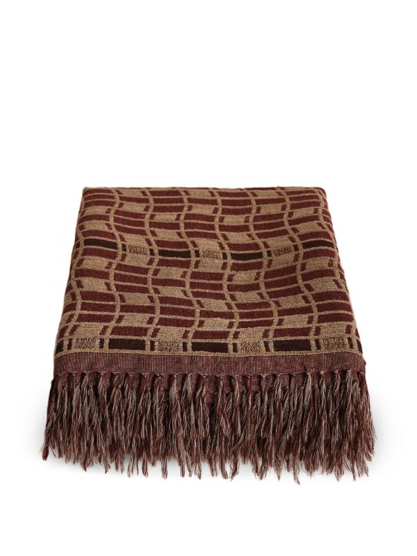 Soho Home Erin geometric-pattern fringed throw | Browns Blankets & Throws