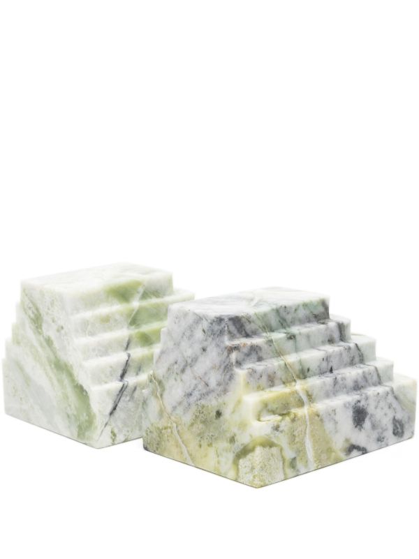 Soho Home green Lola marble bookends | Browns Decorative Objects