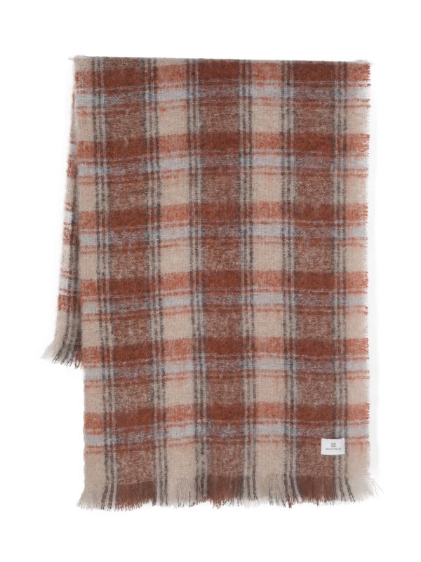 Soho Home Orange Harlyn Checked Throw | Browns Blankets & Throws