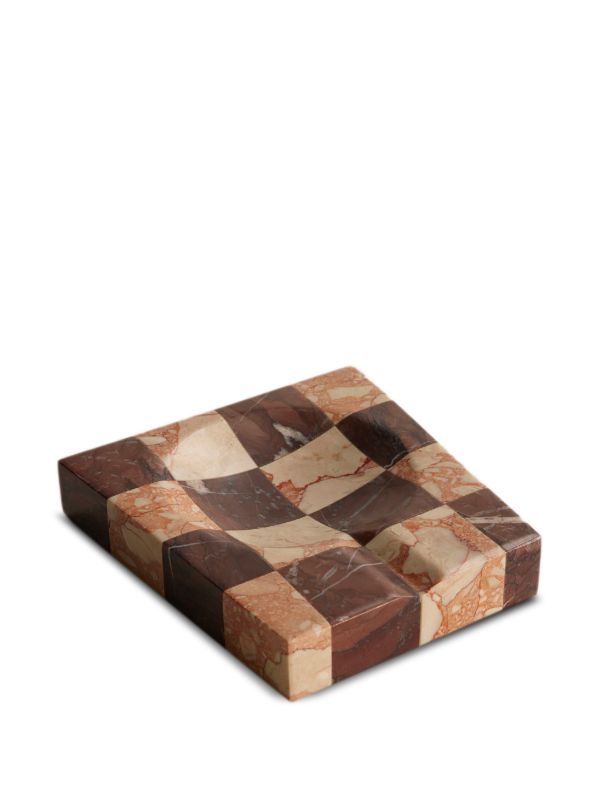 Soho Home Red Calabria Check Marble Ashtray (16cm) | Browns Decorative Trays & Plates