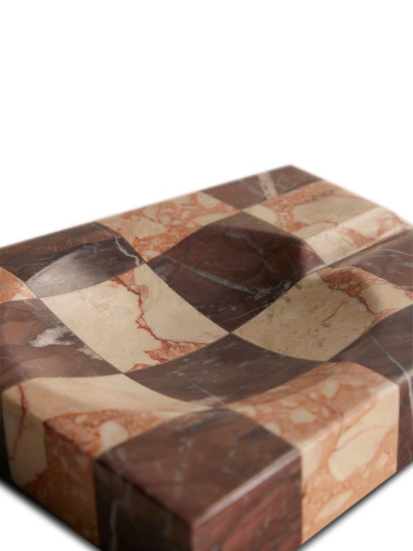 Soho Home Red Calabria Check Marble Ashtray (16cm) | Browns Decorative Trays & Plates