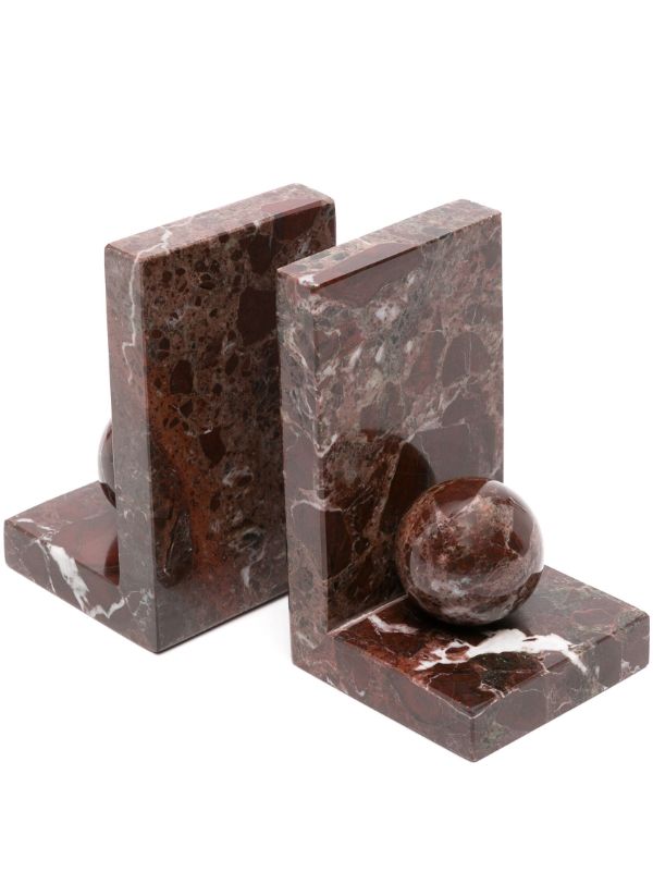 Soho Home red Prato marble bookends | Browns Decorative Objects