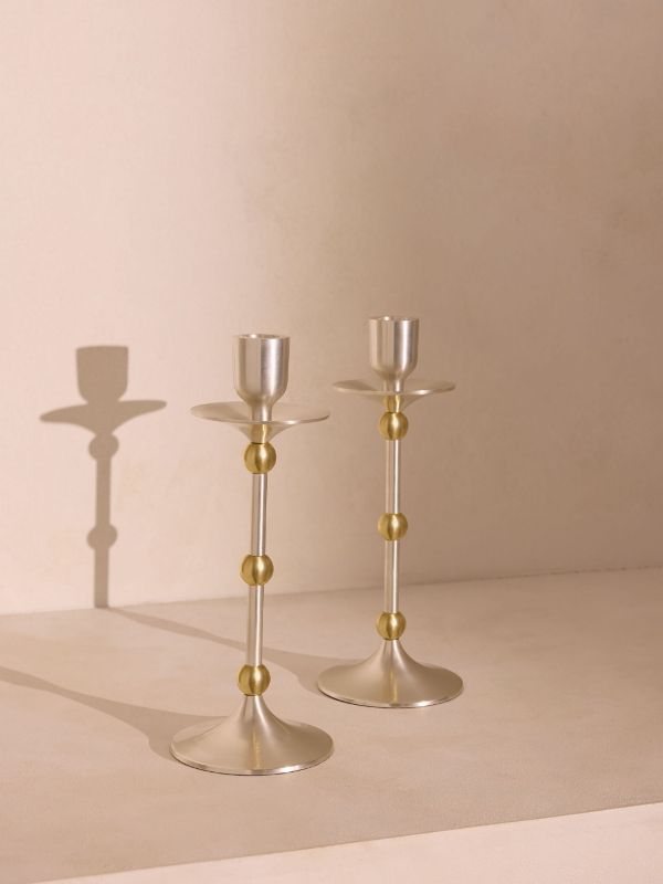 Soho Home Silver Cilia Candlesticks (Set Of Two) | Browns Candle Holders