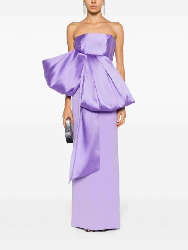 Solace London Purple Maeve Bow-Embellished Gown | Browns Evening Dresses