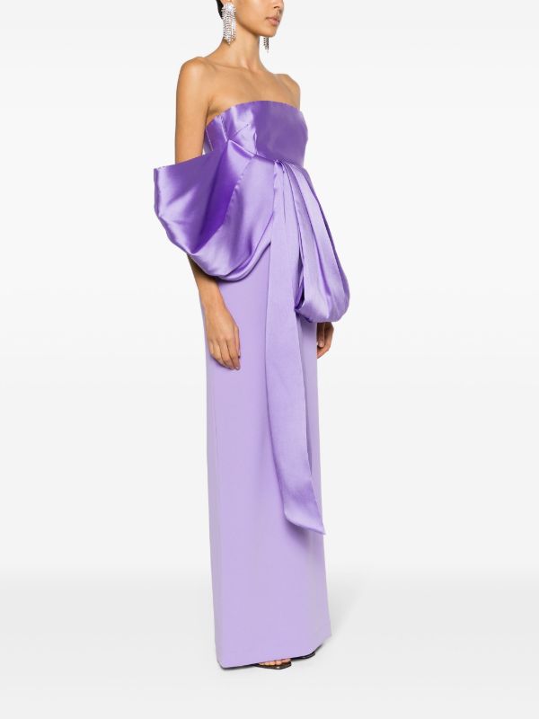 Solace London Purple Maeve Bow-Embellished Gown | Browns Evening Dresses