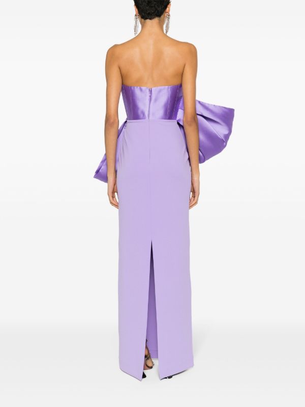 Solace London Purple Maeve Bow-Embellished Gown | Browns Evening Dresses