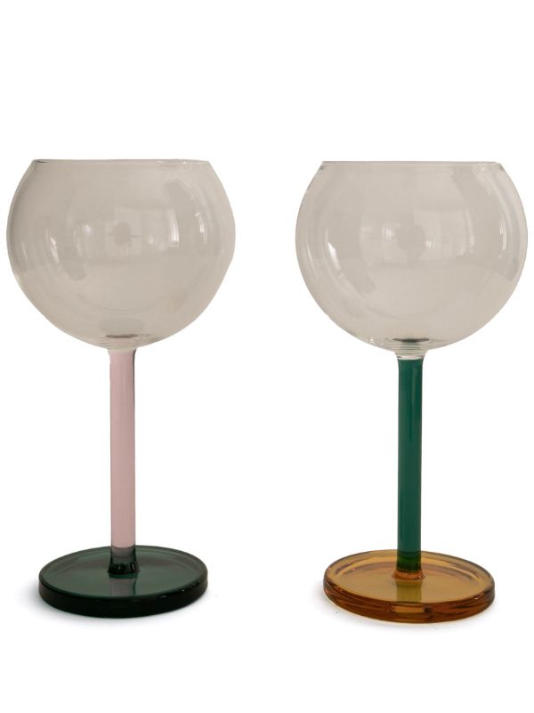 Sophie Lou Jacobsen Green Orange and Pink Two-Piece Glass Set | Browns Glassware