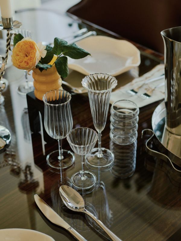 Sophie Lou Jacobsen Ribbed Effect Set Of Four Champagne Glass | Browns Glassware