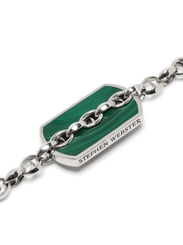 Stephen Webster Sterling Silver Inline Razer Tag Malachite Necklace | Browns Necklaces