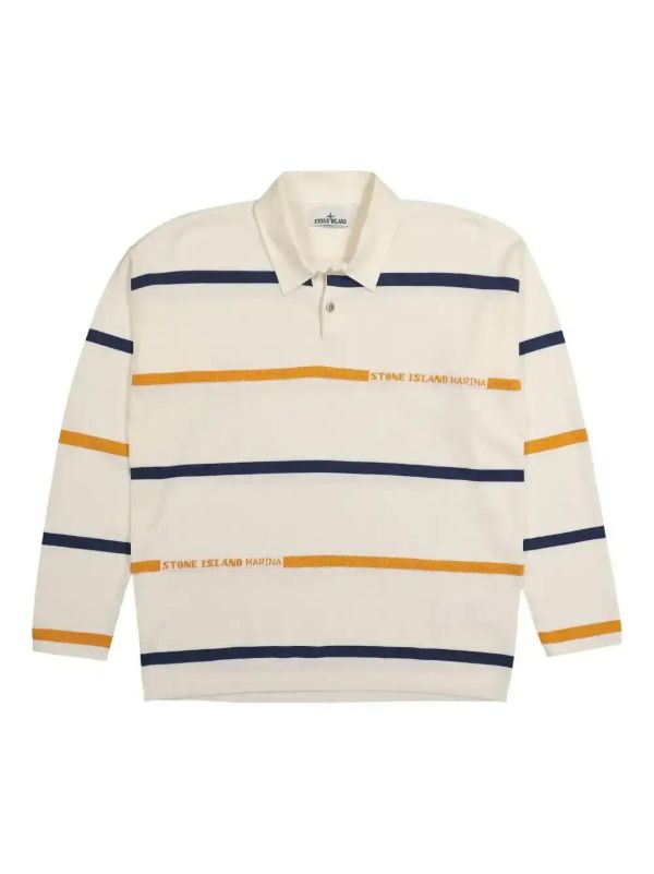 Stone Island striped cotton shirt | Browns Polo Shirts