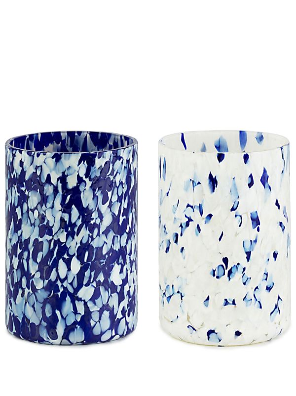 Stories of Italy blue and white Macchia glass tumbler set | Browns Glassware