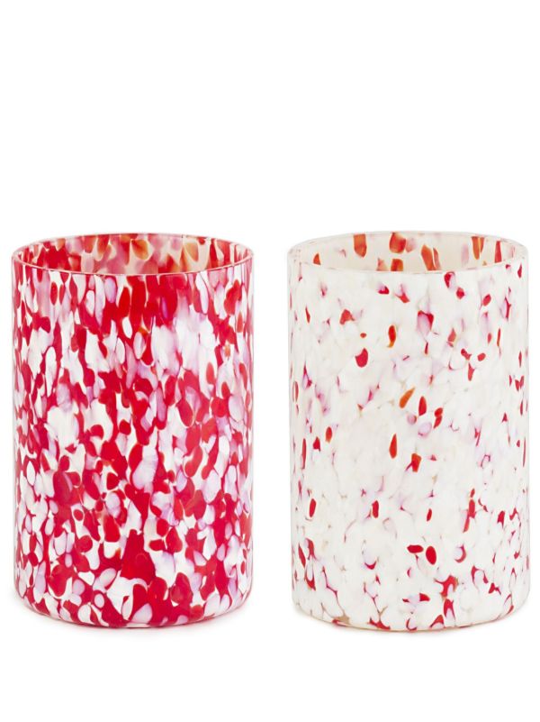 Stories of Italy red and white macchia glass tumbler set | Browns Glassware
