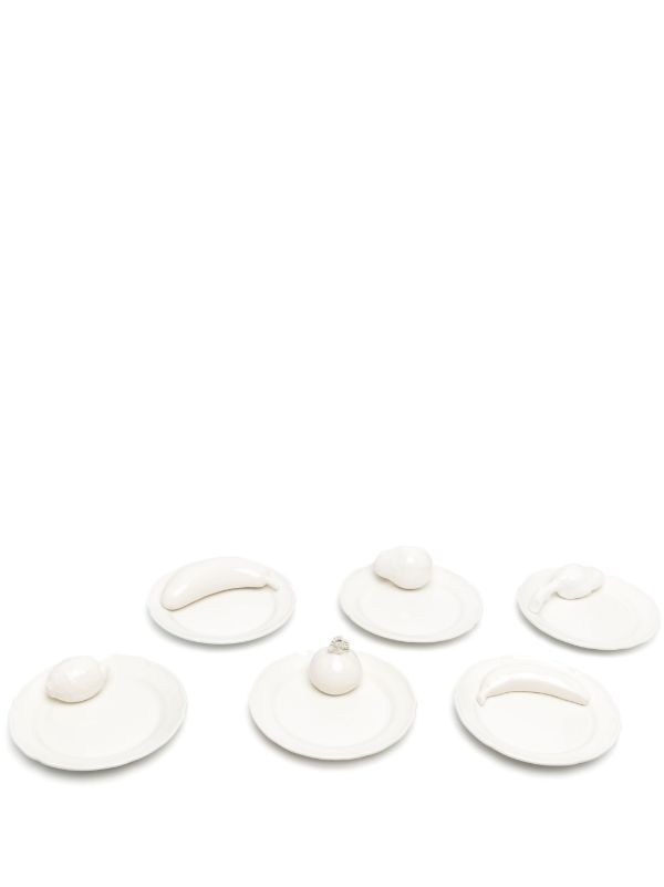 Stories of Italy White Arcimboldo Dessert Plates Set Of Six | Browns Decorative Objects