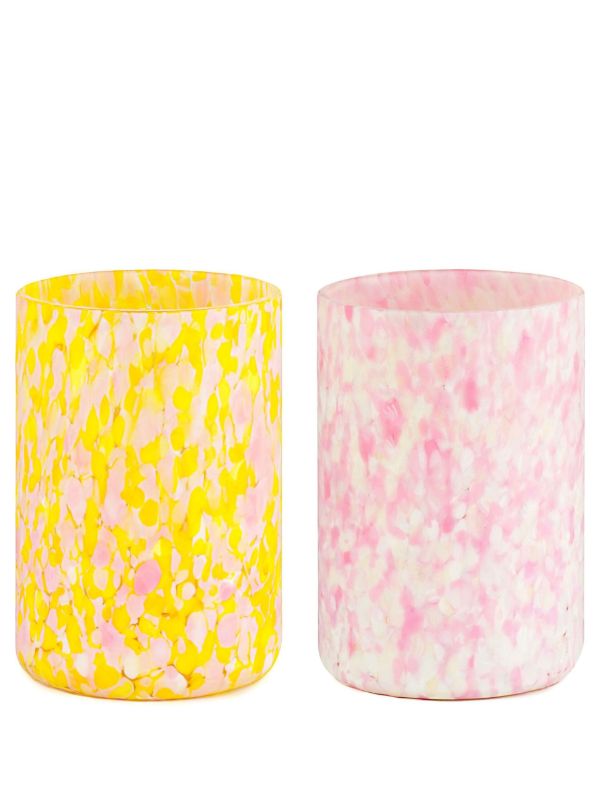 Stories of Italy yellow and pink Macchia glass tumbler set | Browns Glassware
